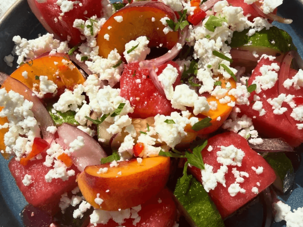 Peach, watermelon salad