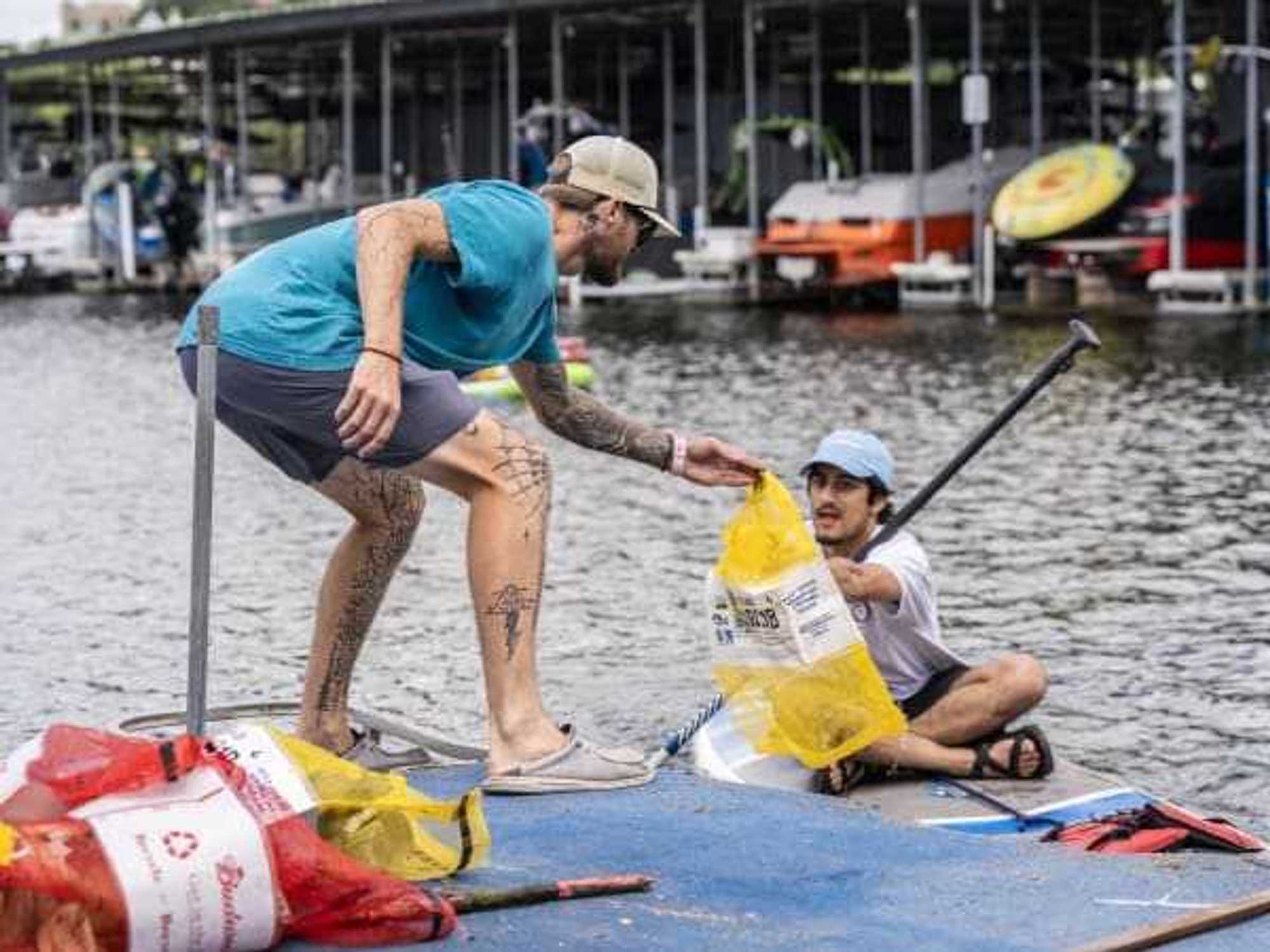 People help clean up the Colorado River