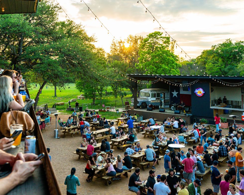 People watching music outside