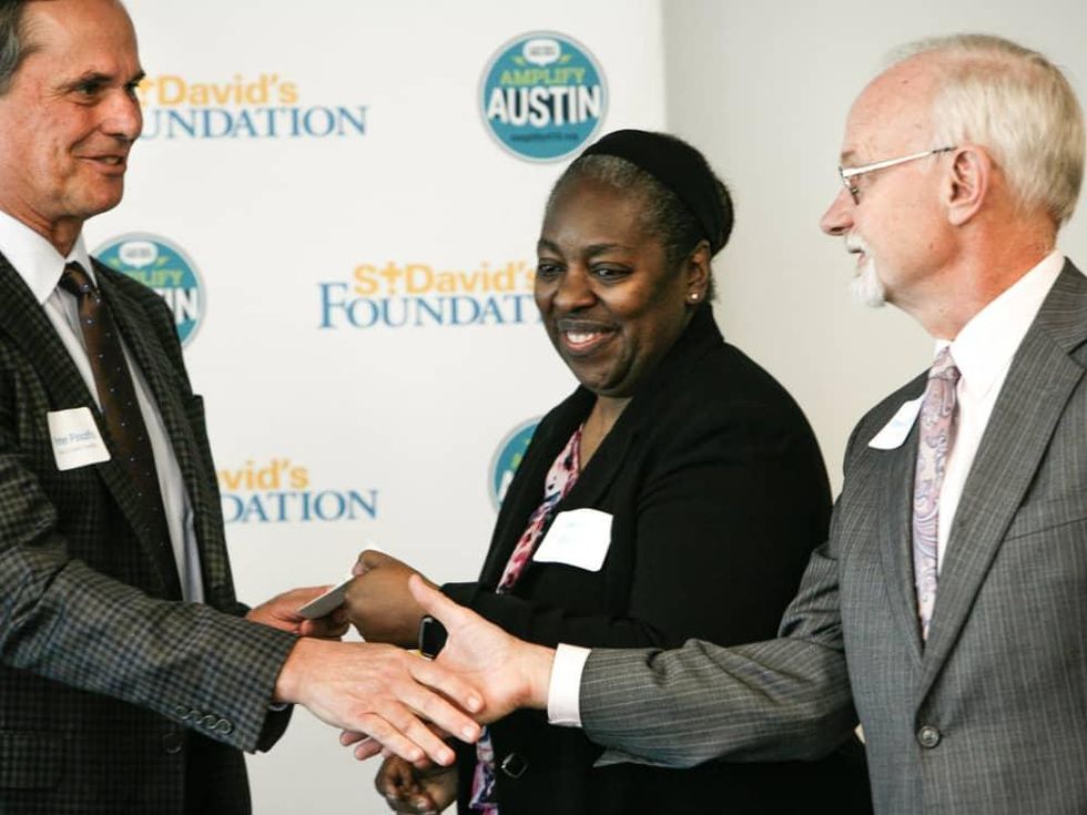Peter Pinoffs, Board Chair St. David\u2019s Foundation, Jawana Gutierrez and Stephen Jackobs, Capital Idea