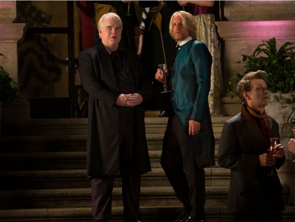 Philip Seymour Hoffman and Woody Harrelson in The Hunger Games: Catching Fire