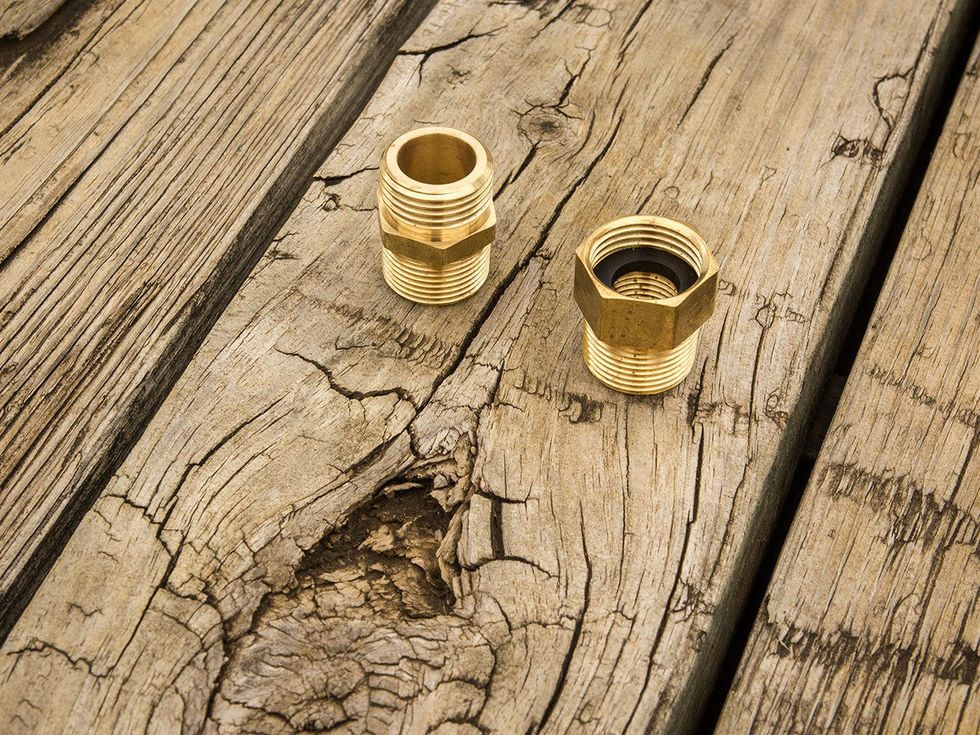 Photo of copper garden hose adapter fittings