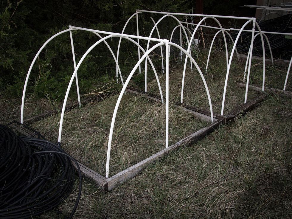 Photo of frost blanket frames for raised garden beds