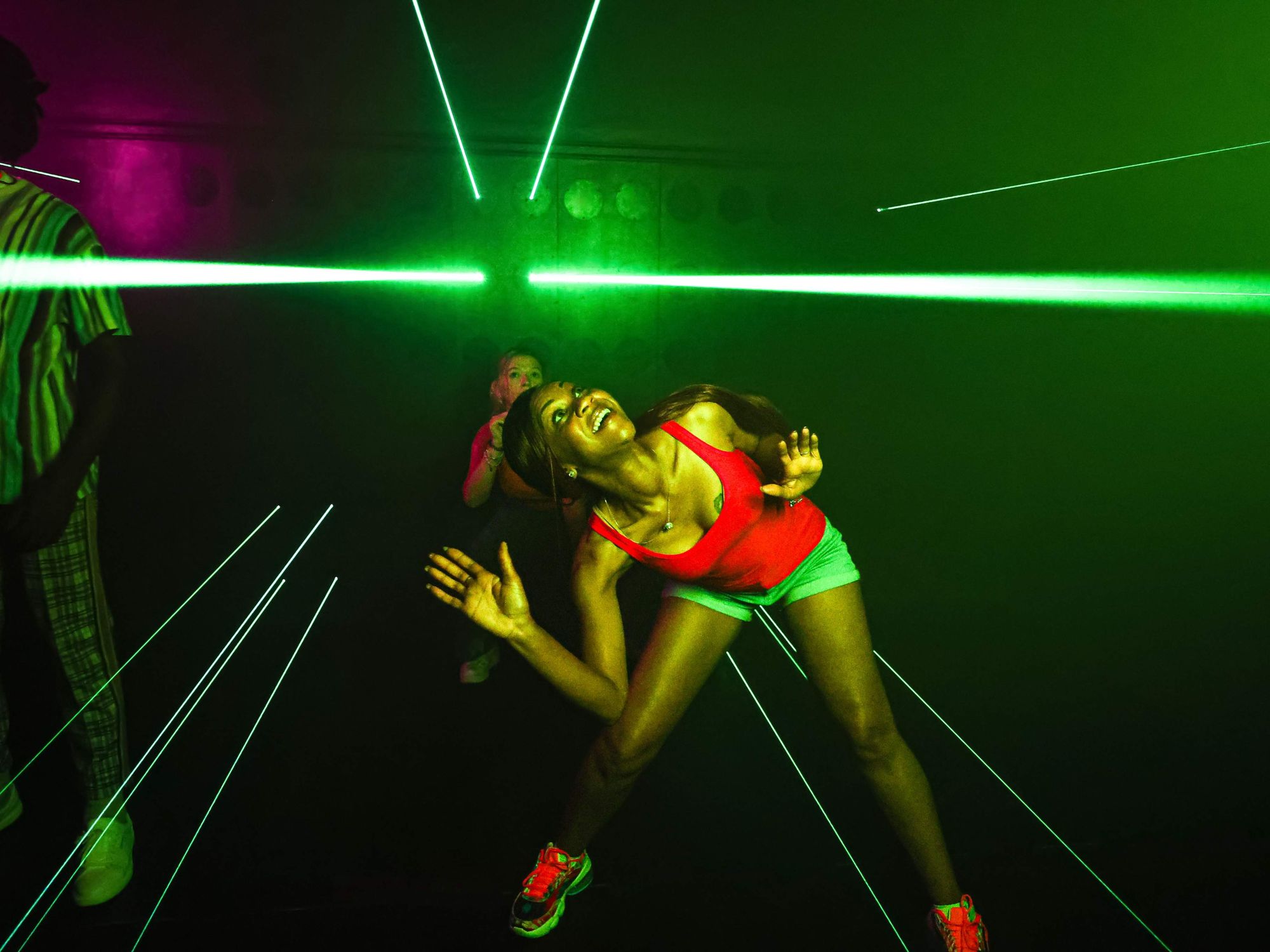 Players dodge lasers in this Activate game.