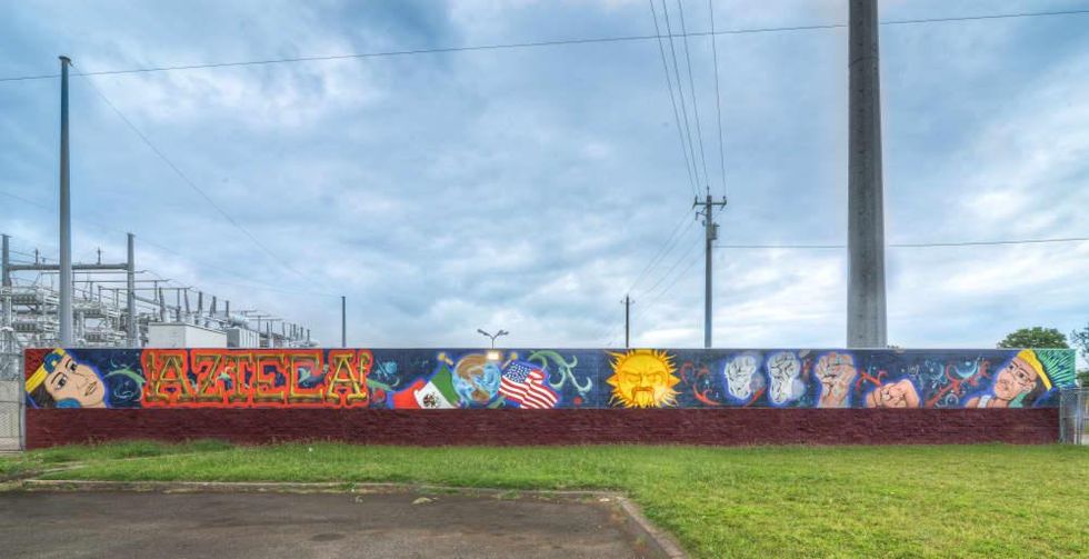 Por La Raza East Austin mural Holly neighborhood