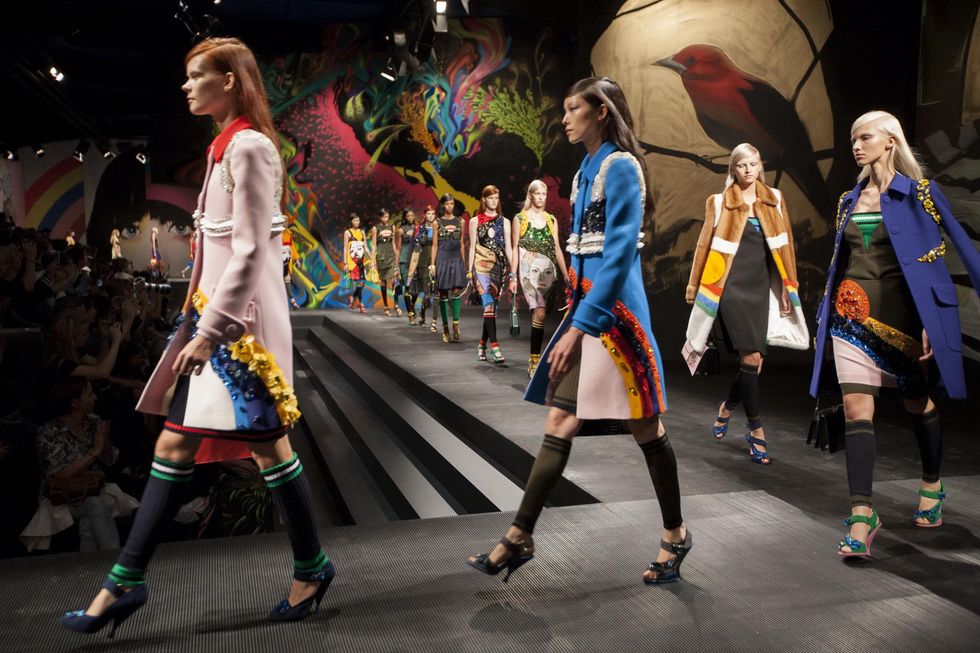 Prada spring 2014 collection runway walk