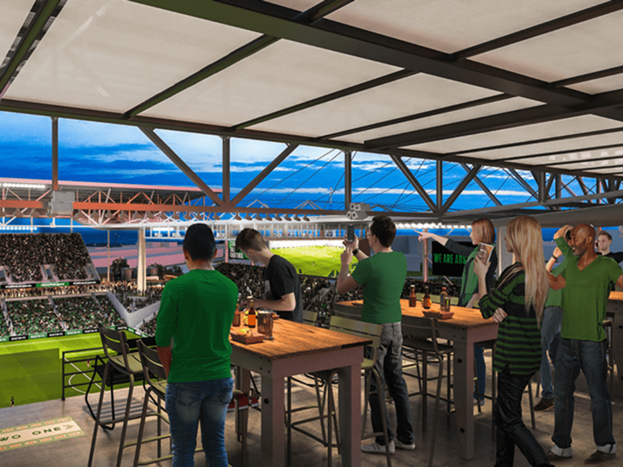 Q2 Stadium food area rendering Austin