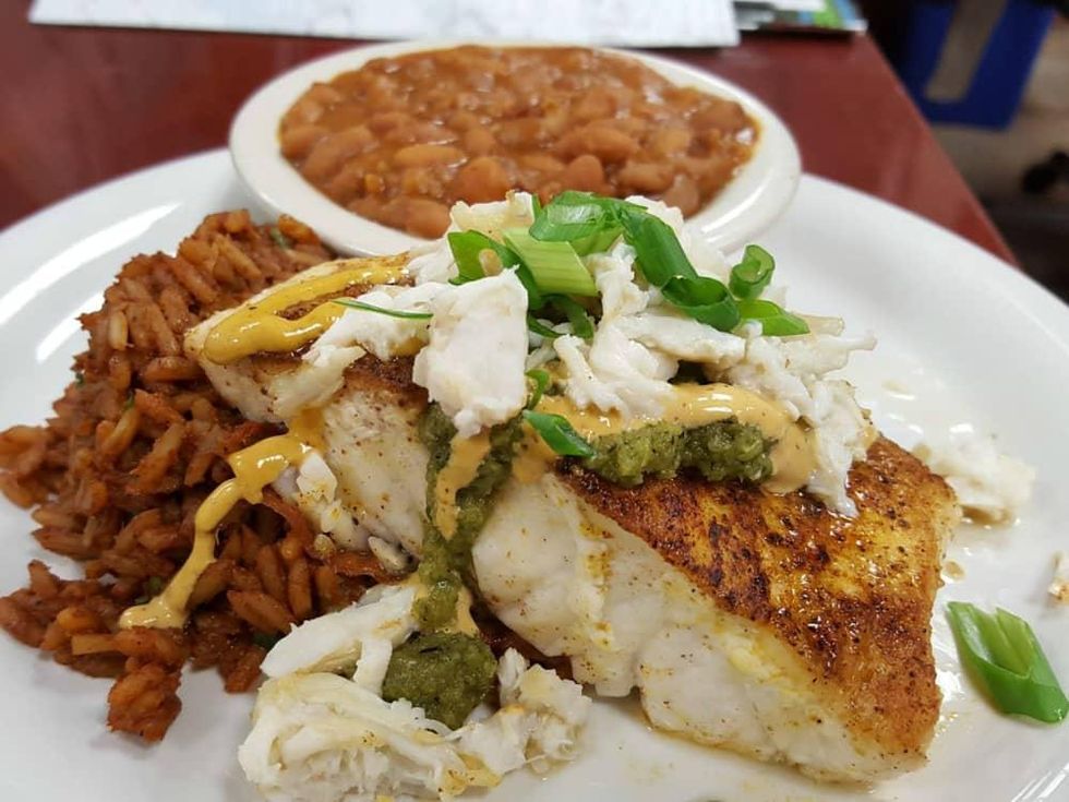 Quality Seafood Market fish dish corvina rice beans 2016