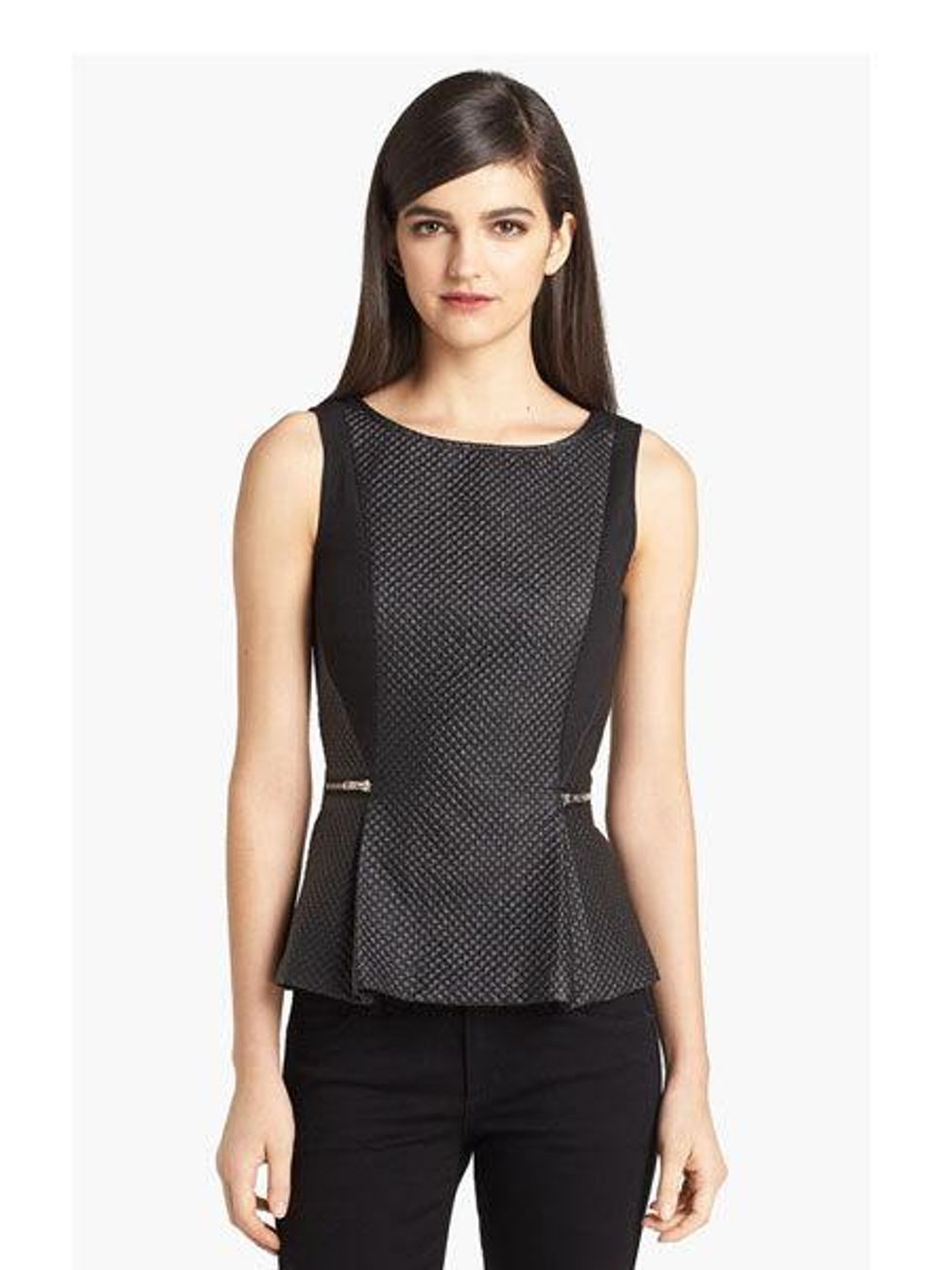 Quilted Faux Leather Peplum Top