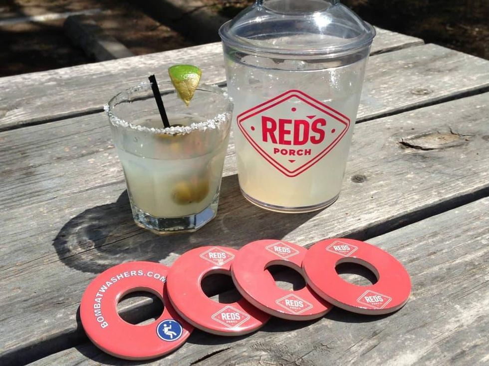 Red's Porch margarita washers game
