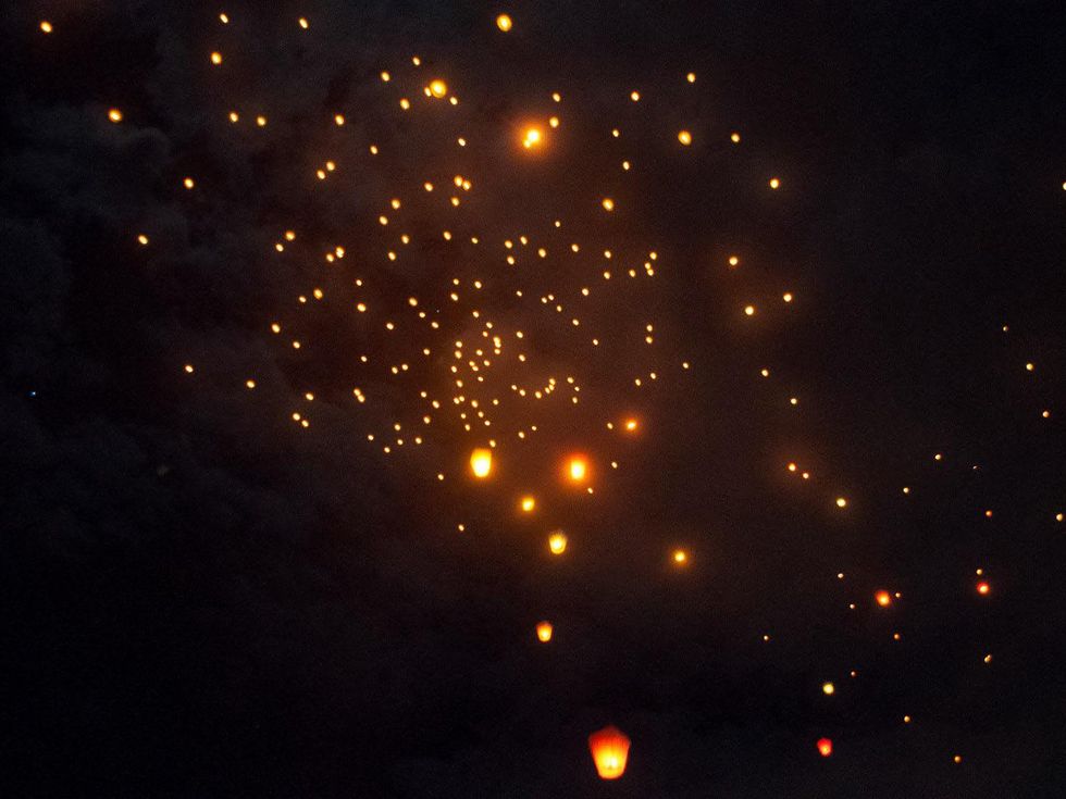 red sky lanterns