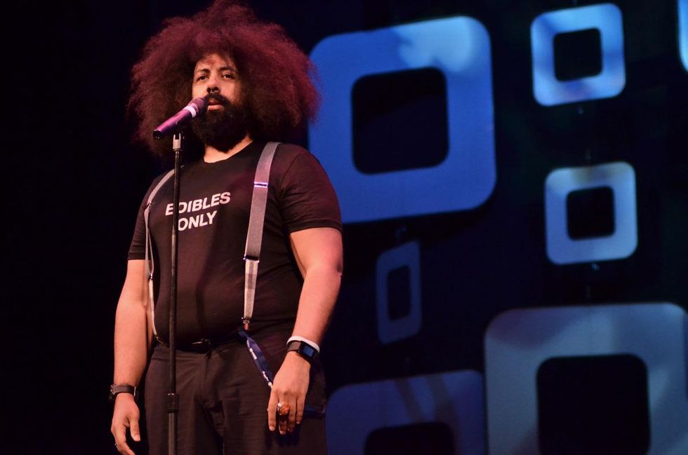 Reggie Watts performs at the Paramount Theater for Moontower Festival