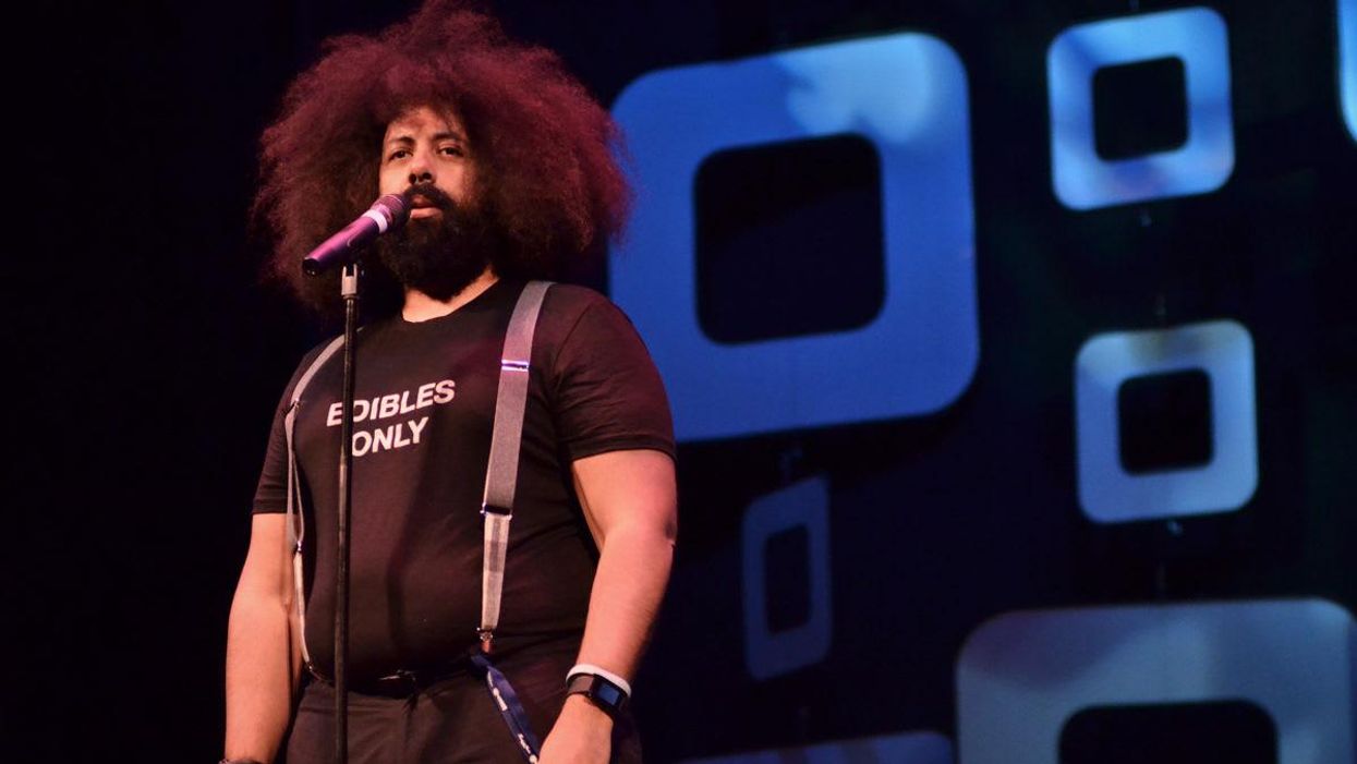 Reggie Watts performs at the Paramount Theater for Moontower Festival