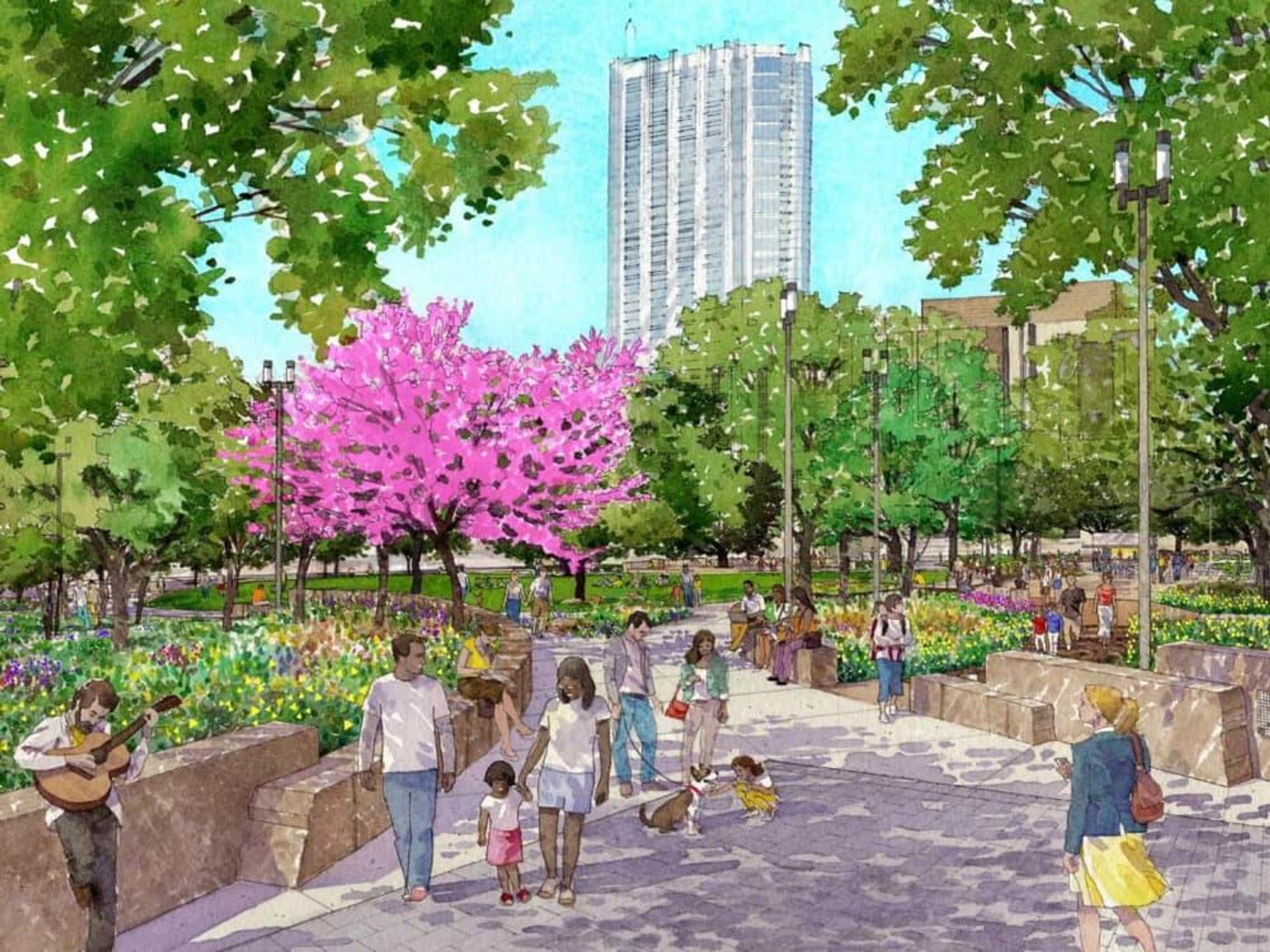 Republic Square Park downtown Austin renovation rendering 2016