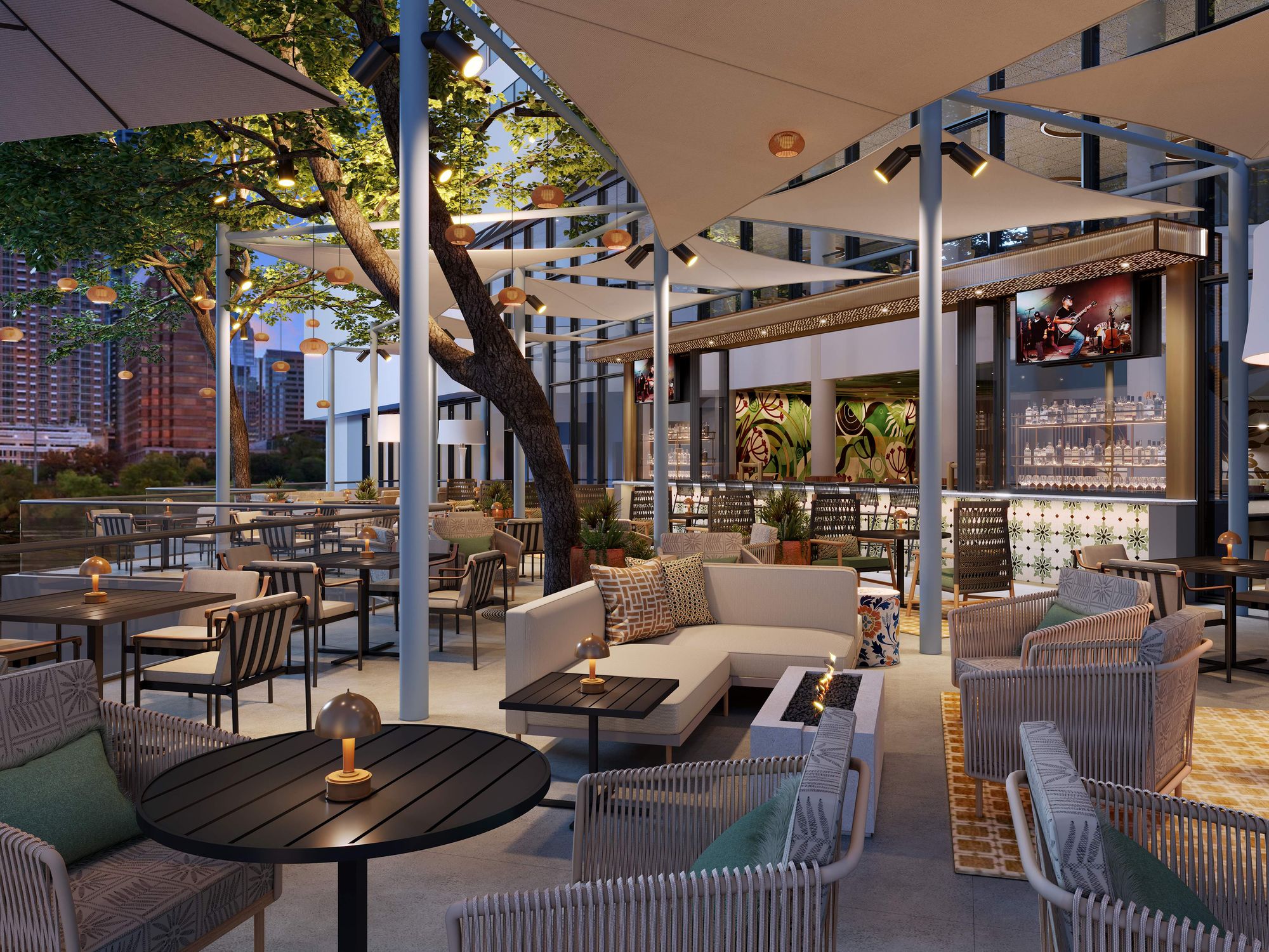 Ripple & Roots patio at Hyatt Regency Austin