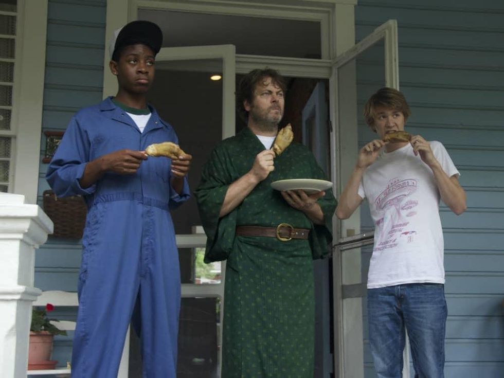 RJ Cyler, Nick Offerman and Thomas Mann in Me and Earl and the Dying Girl