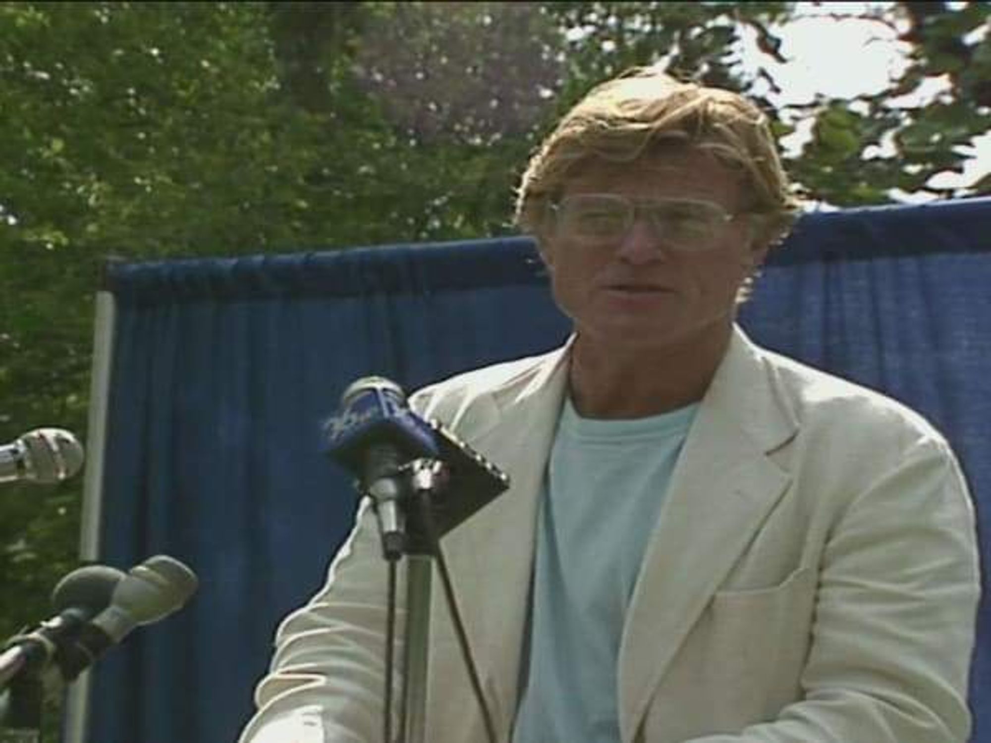 Robert Redford at a press conference near Barton Springs