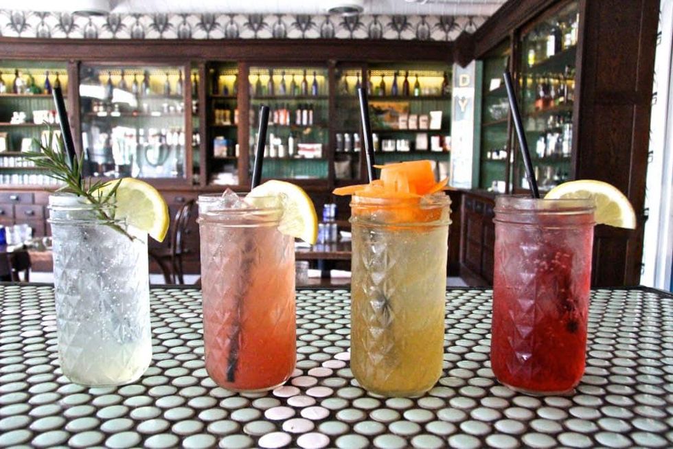 Rosewood, Pickpocket, Root Cola, Hibiscus Lemonade at Hillside Farmacy in Austin