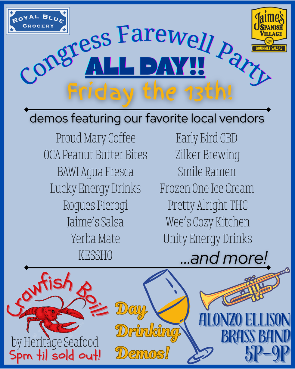 Royal Blue Grocery Congress closing party flyer