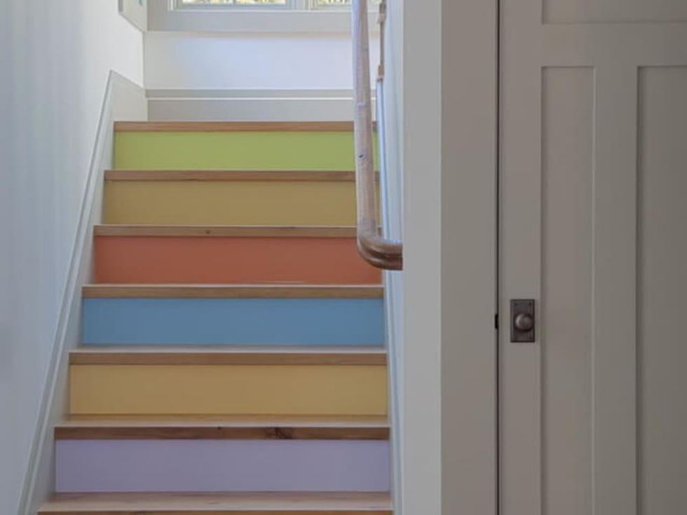 Rustic painted stairs home decor