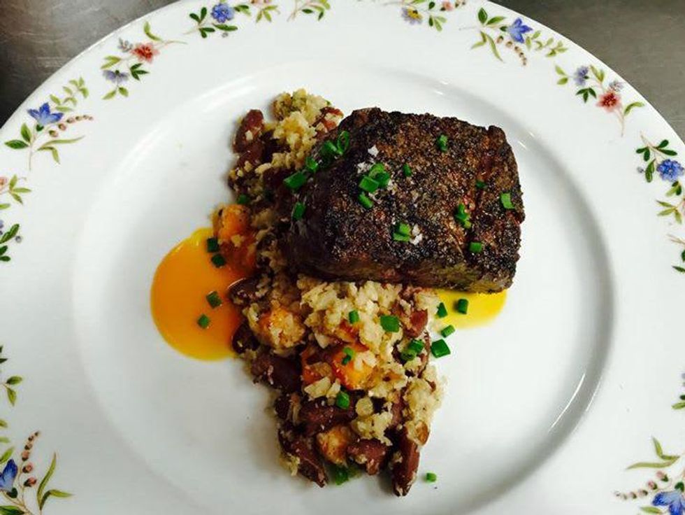 Sala & Betty_steak and cauliflower rice with red beans_Austin restaurant_2015