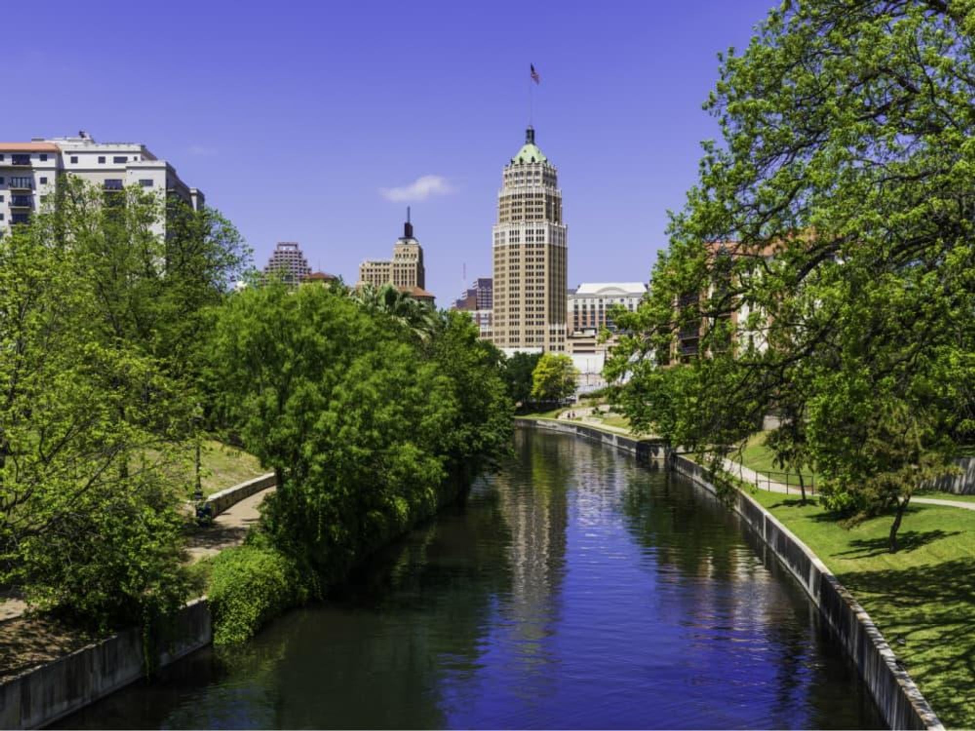 San Antonio River Walk skyline with park