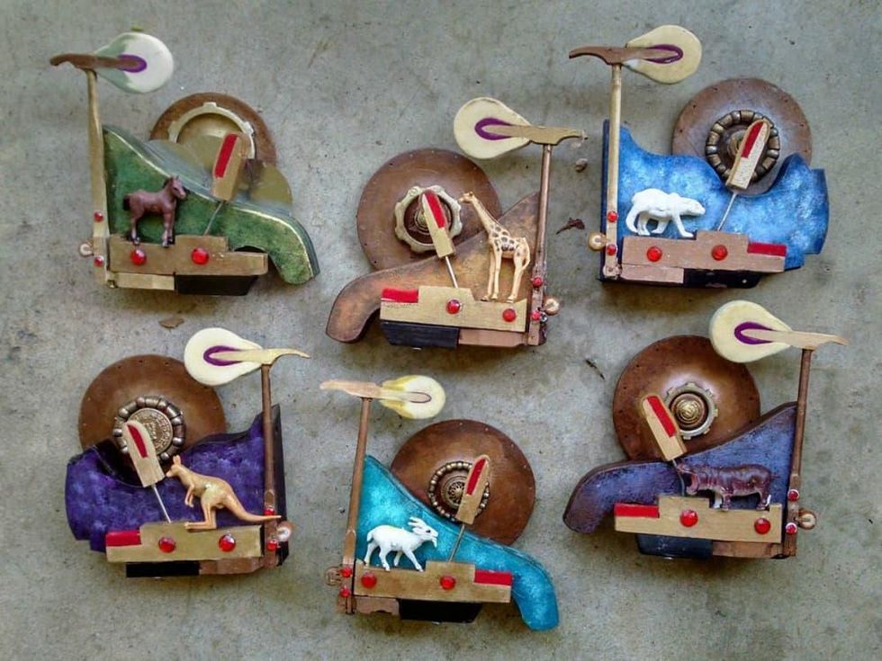 Scott Rolfe Rusty Crocodiles piano hammer art 2015