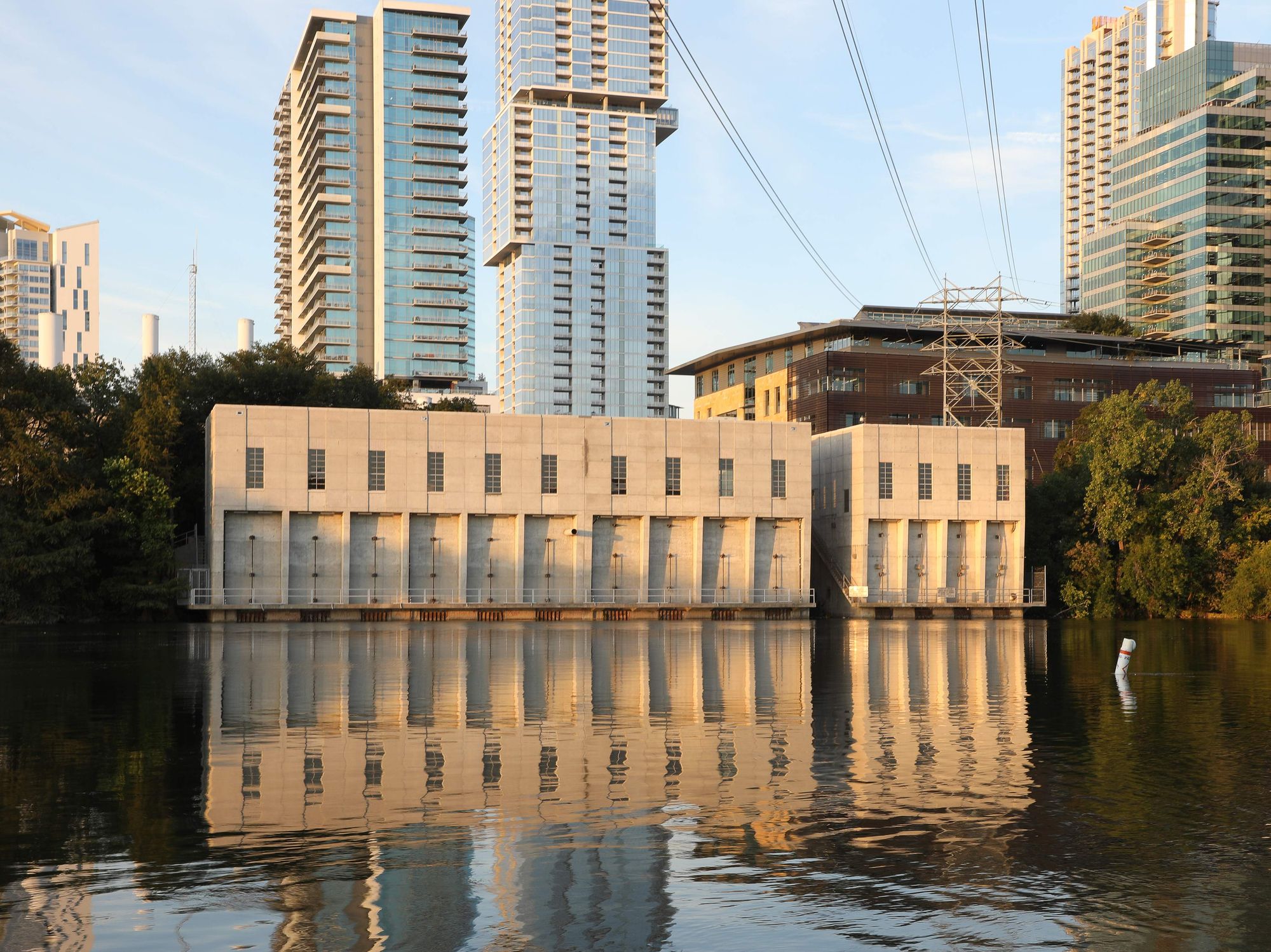 Seaholm Intake Facility in Austin at night