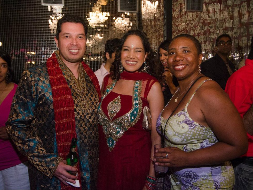Sergio Galvan, Bianca Xoyamayagua-Galvan and Stephanie Webb at Bollywood Ball