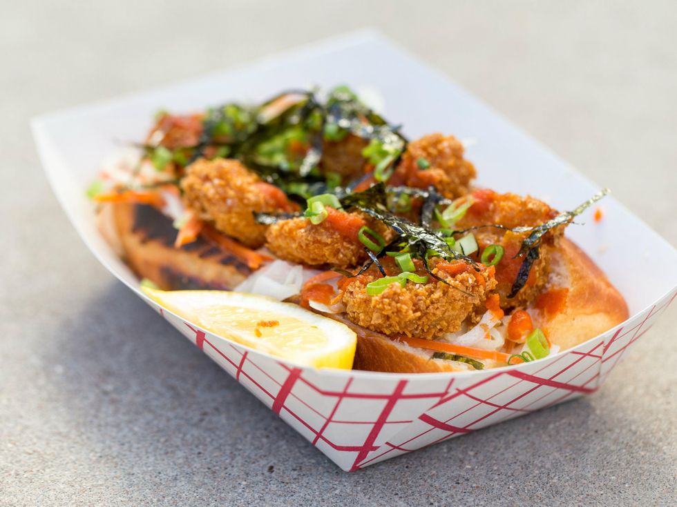 shrimp po boy at East Side King at Cheer Up Charlie's