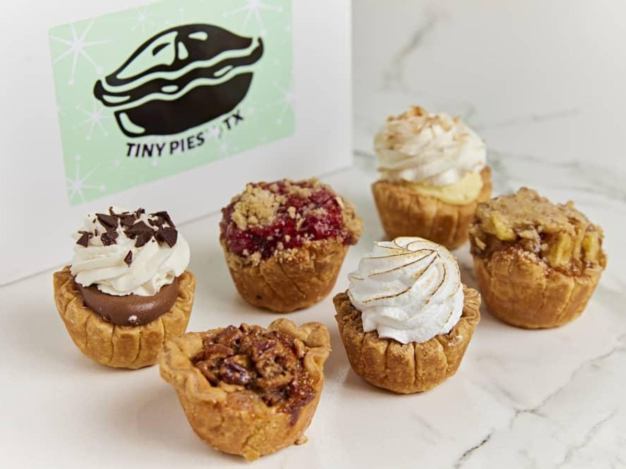 Six pies by Tiny Pies.