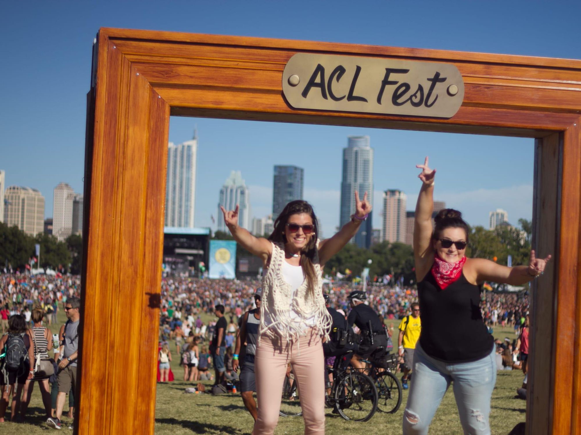Skyla Sale and Aly Casberg jump out of the ACL Fest frame.