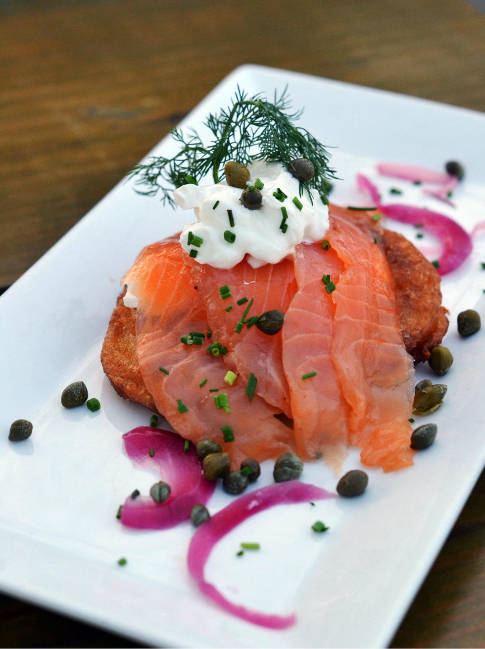 Smoked Salmon with Sweet Potato Latkes
