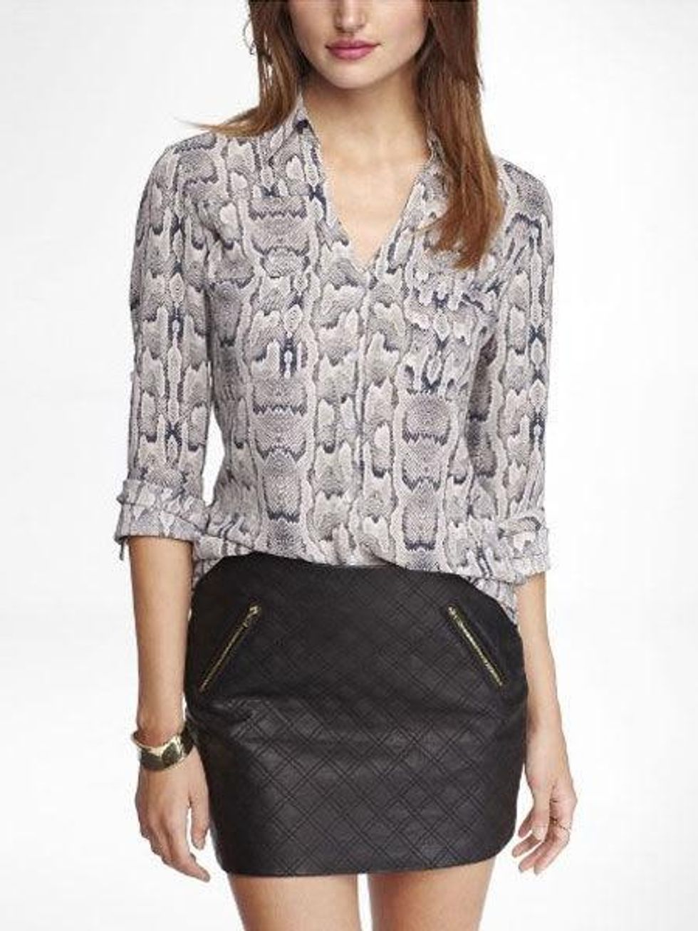 SNAKESKIN PRINT CONVERTIBLE SLEEVE PORTOFINO SHIRT