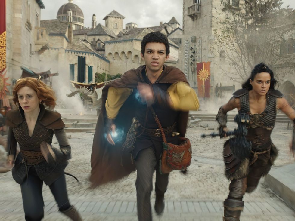 Sophia Lillis, Justice Smith, and Michelle Rodriguez in Dungeons & Dragons: Honor Among Thieves