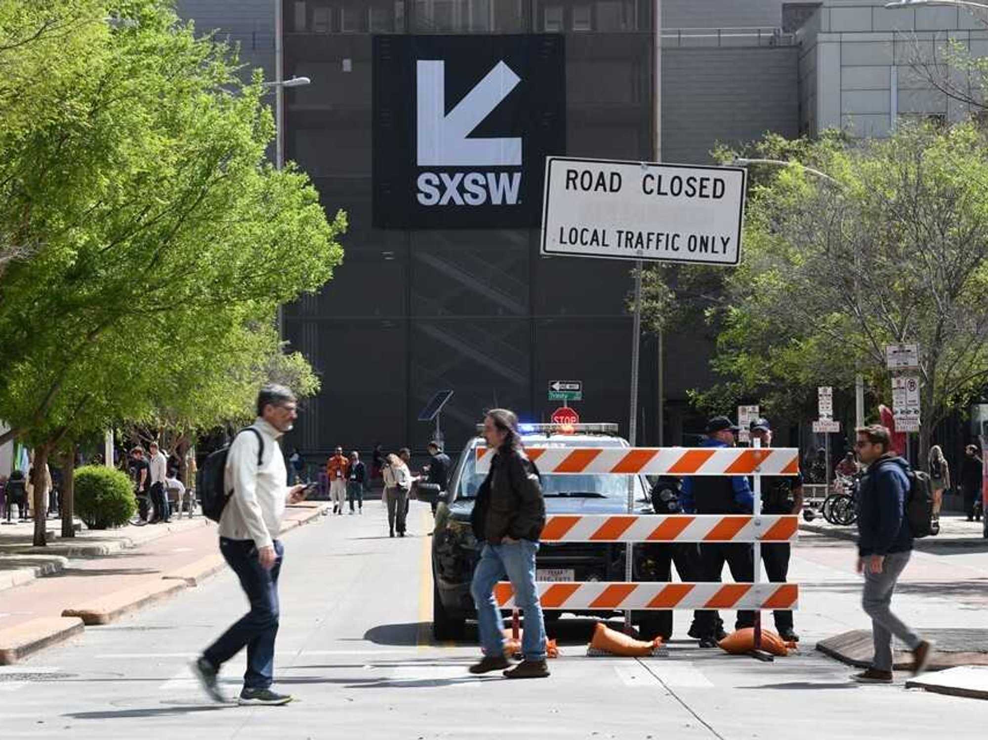 South by Southwest (SXSW) pedestrians and road closure