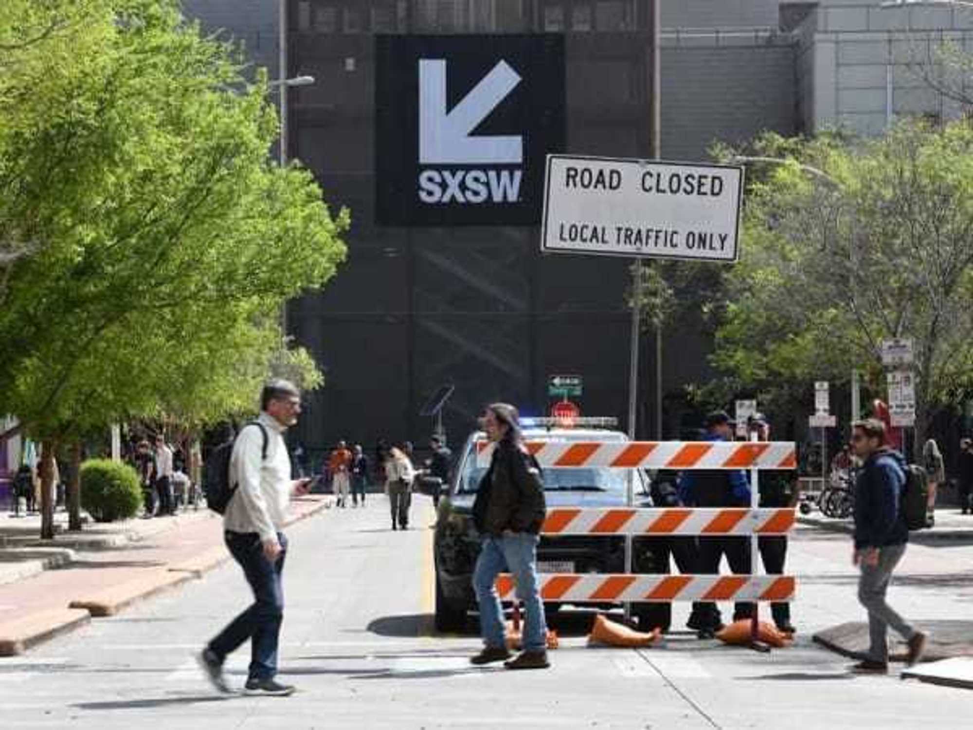 South by Southwest (SXSW) pedestrians and road closure