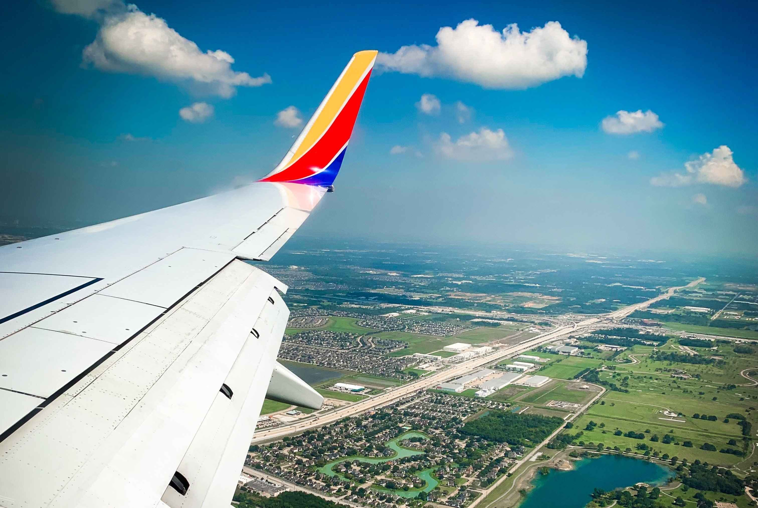 Southwest flight over Texas