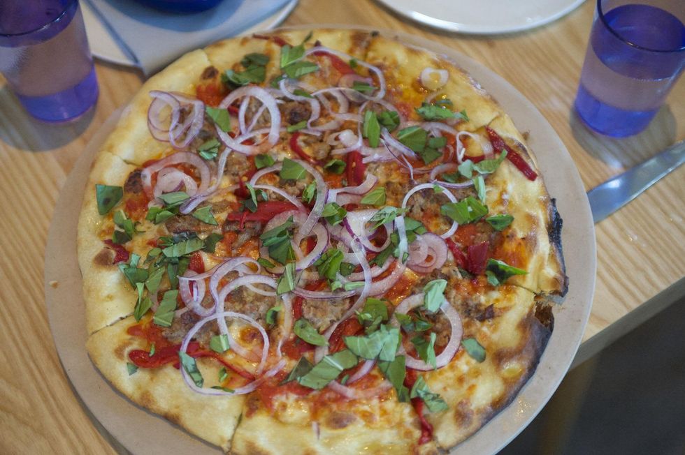 St. Philip sausage pizza