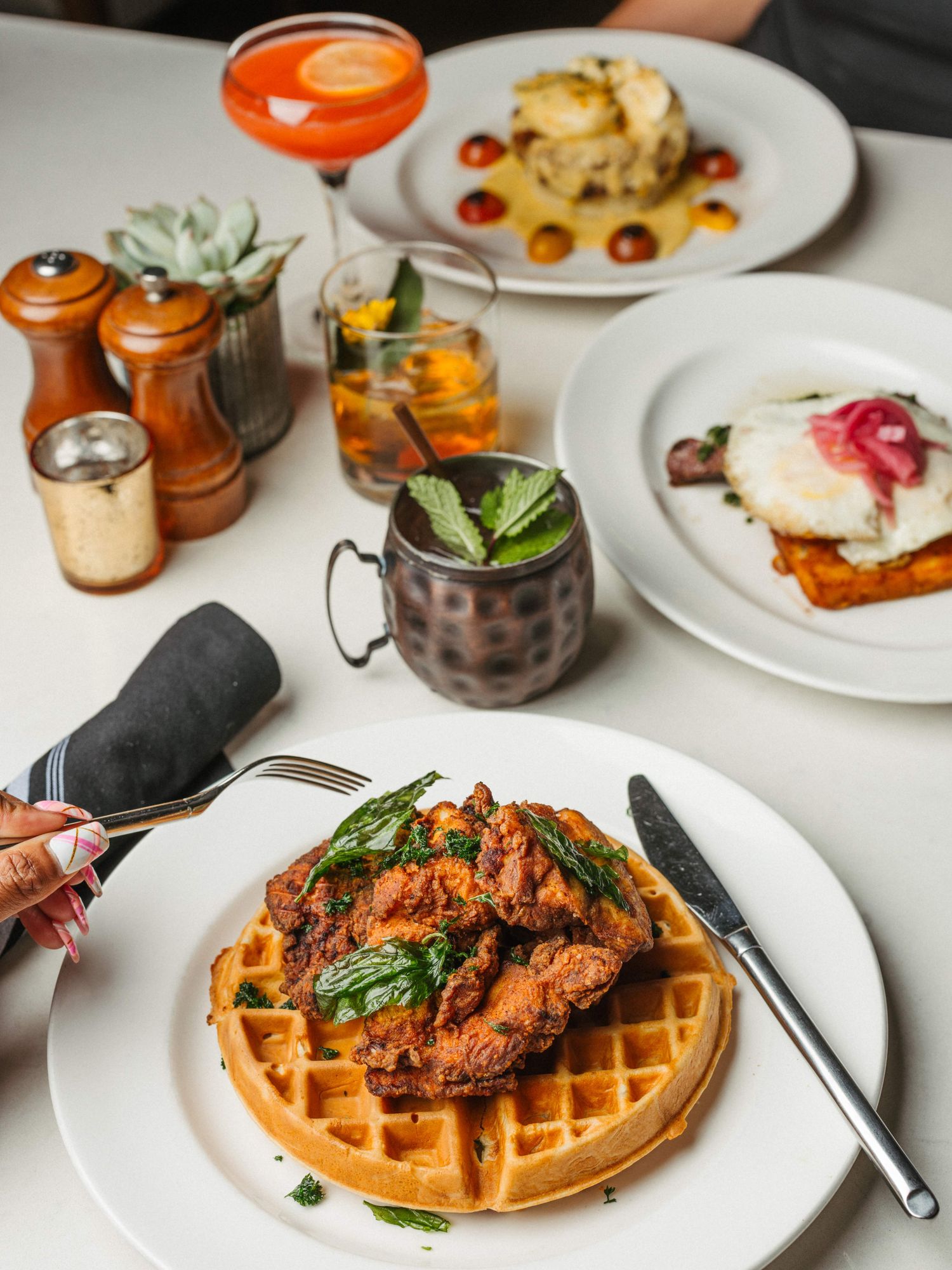 Stella San Jac chicken and waffles