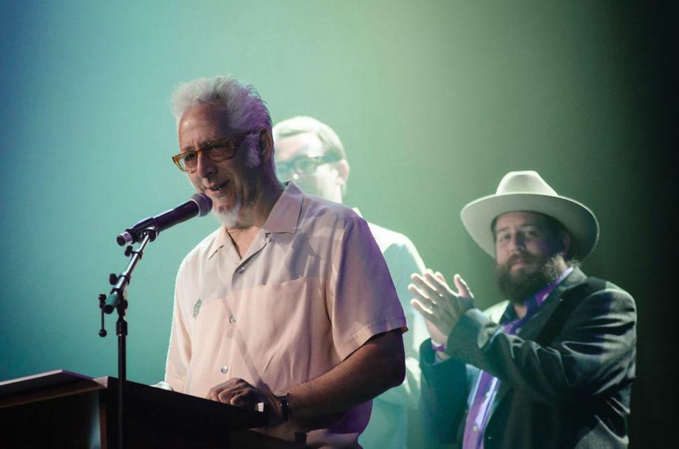 Steve Wertheimer from the Continental Club accepts AMP Unsung Hero Award