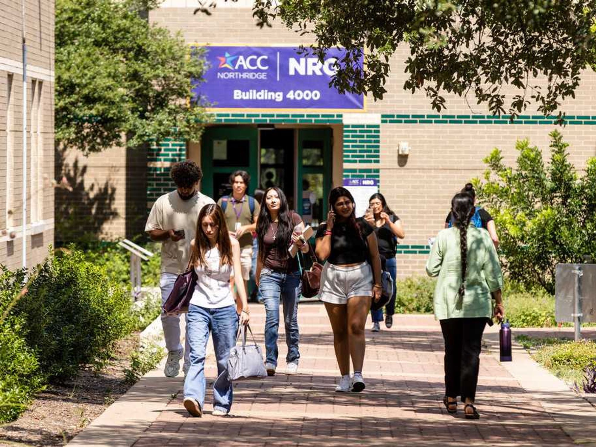 Students walking from class at Austin Community College