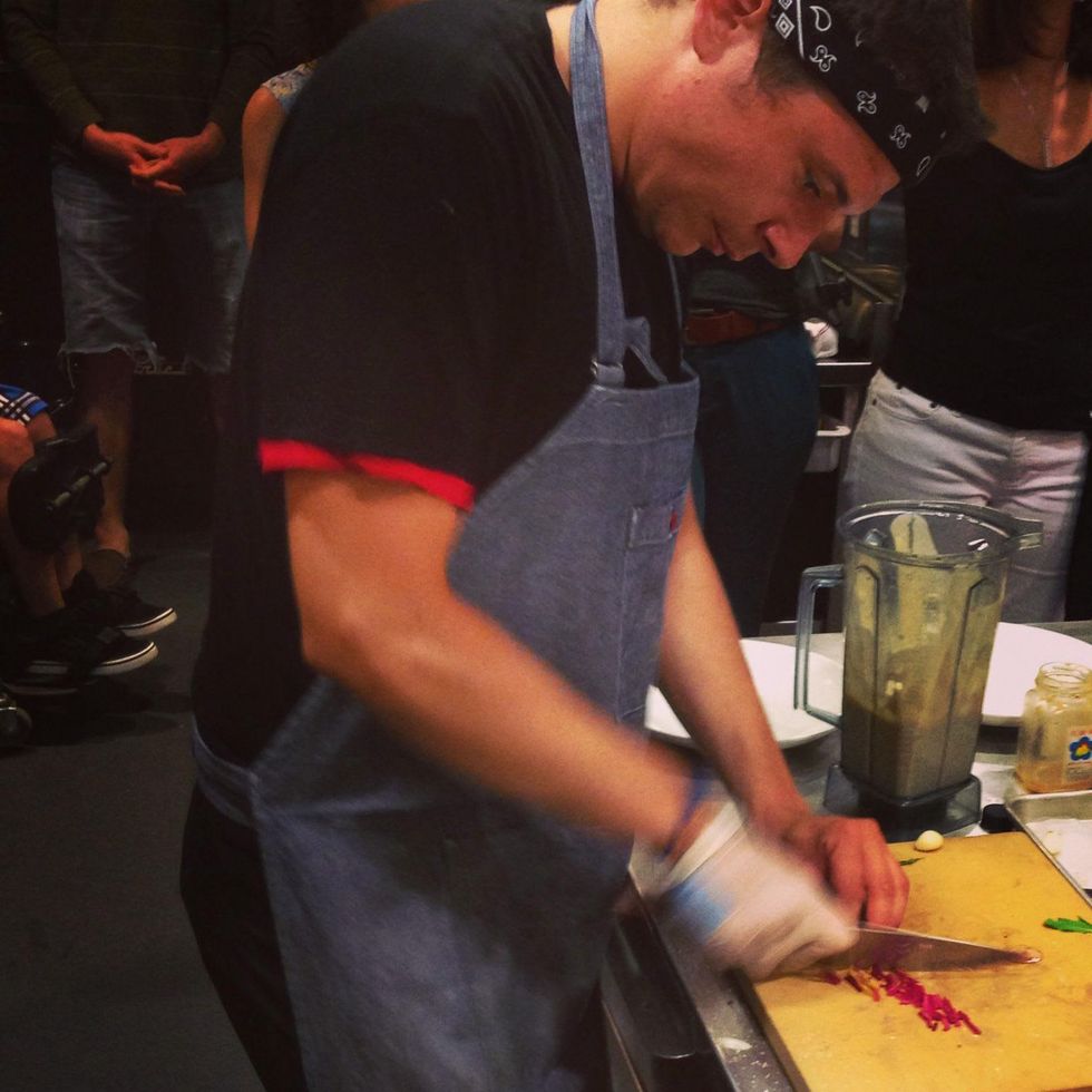 Sway contestant Chase Gintner preparing entree dish for Citywide 86'd Round 4.