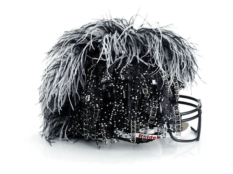 Tadashi Shoji helmet for Bloomingdale's Fashion Touchdown
