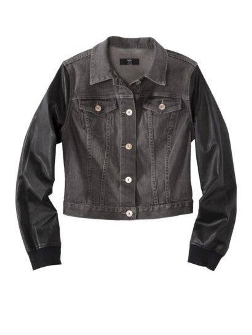 target, Mossimo, Women's Denim Jacket w Faux Leather Sleeves