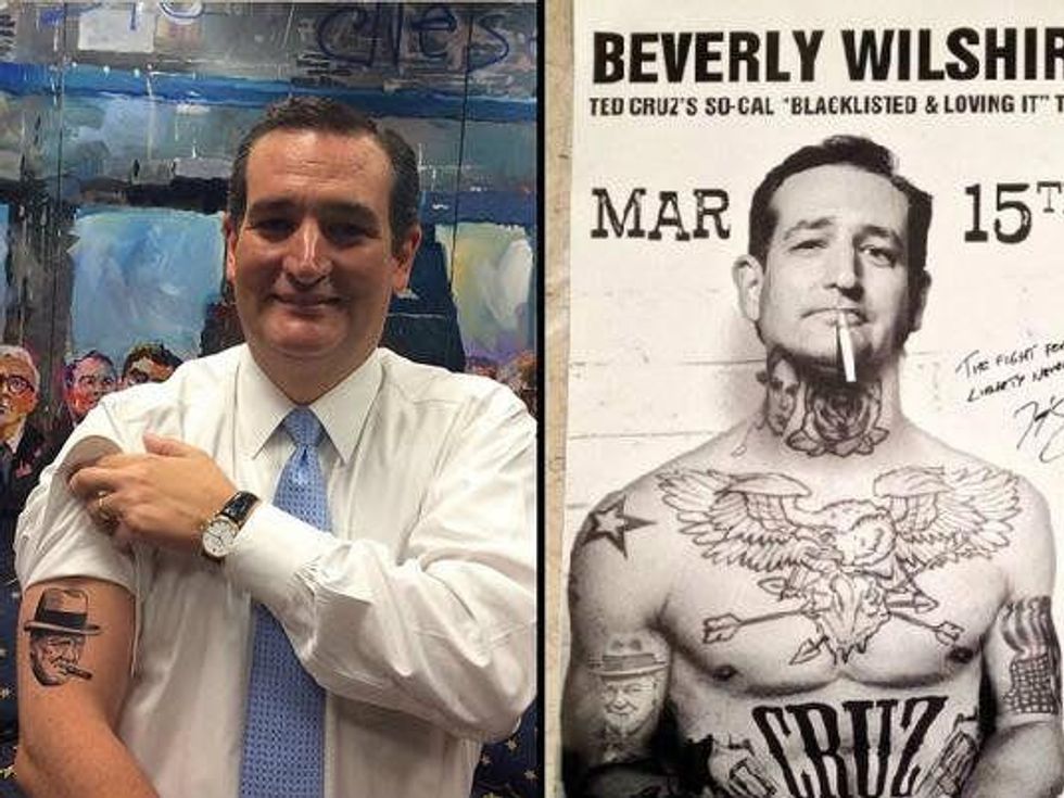 Ted Cruz tattoos cigarette Twitter Los Angeles