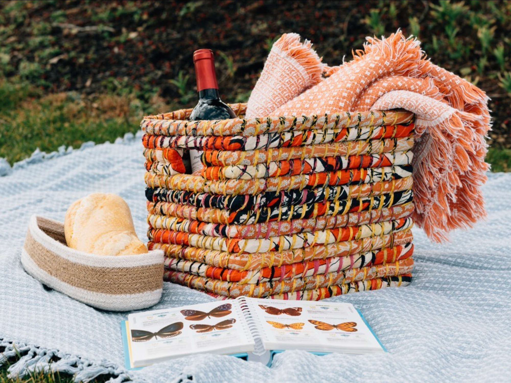 Ten Thousand Villages baskets, blankets