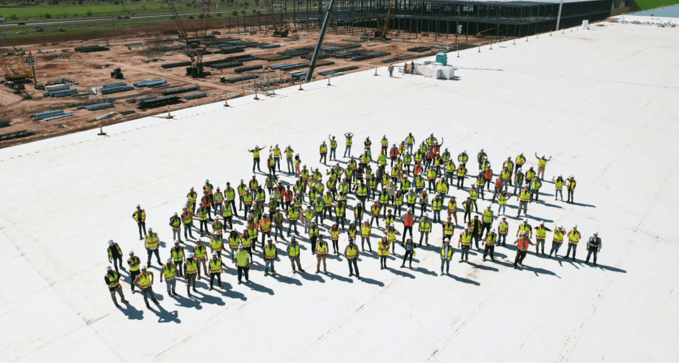 Tesla factory Austin construction workers