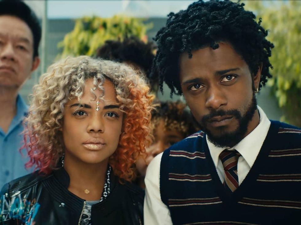 Tessa Thompson and Lakeith Stanfield in Sorry to Bother You