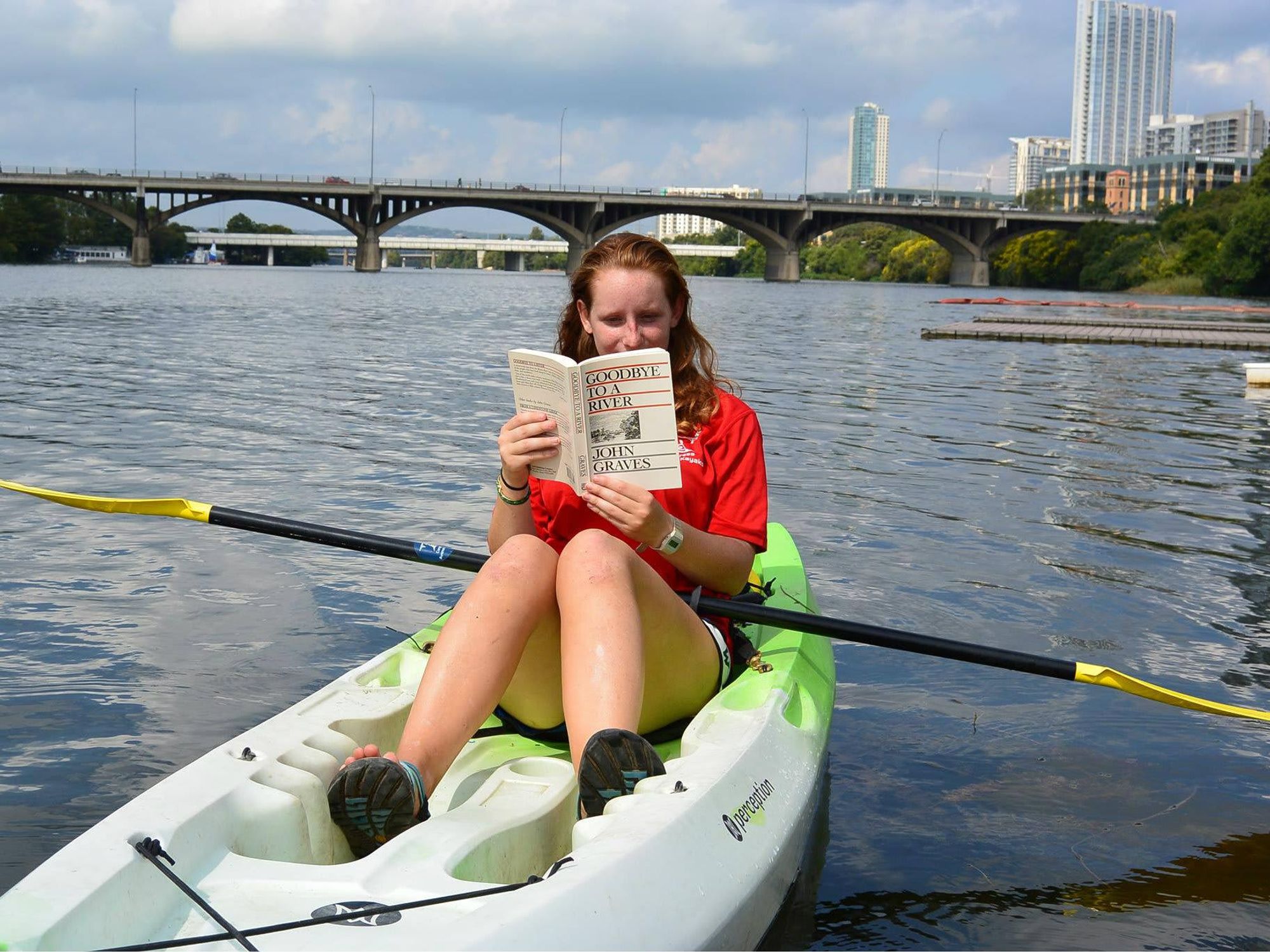 Texas Book Festival Literary Director Steph Opitz combines two loves at Congress Avenue Kayaks.